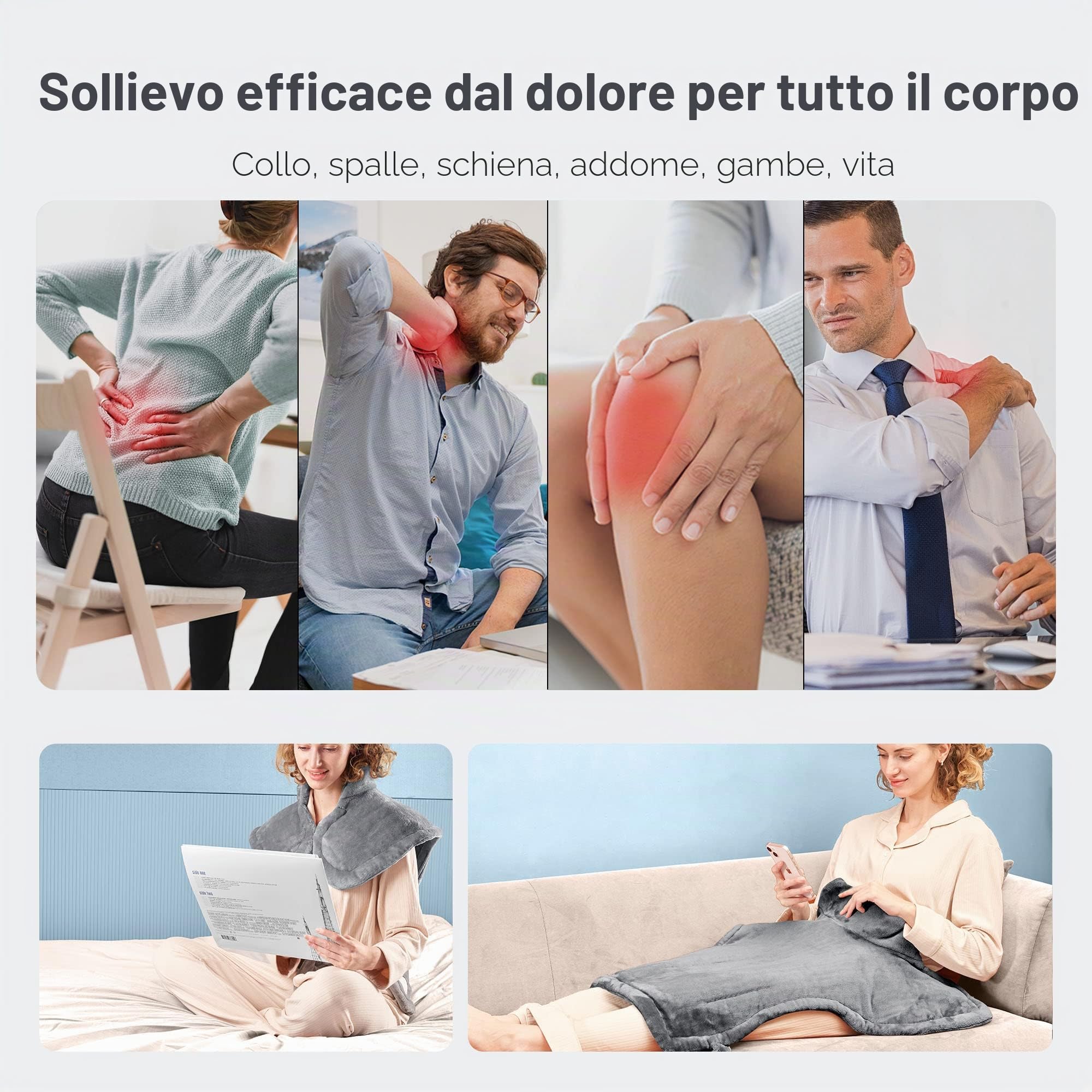 Cuscino riscaldante per alleviare il mal di schiena, cuscino riscaldante ponderato da 24 "x 33"
