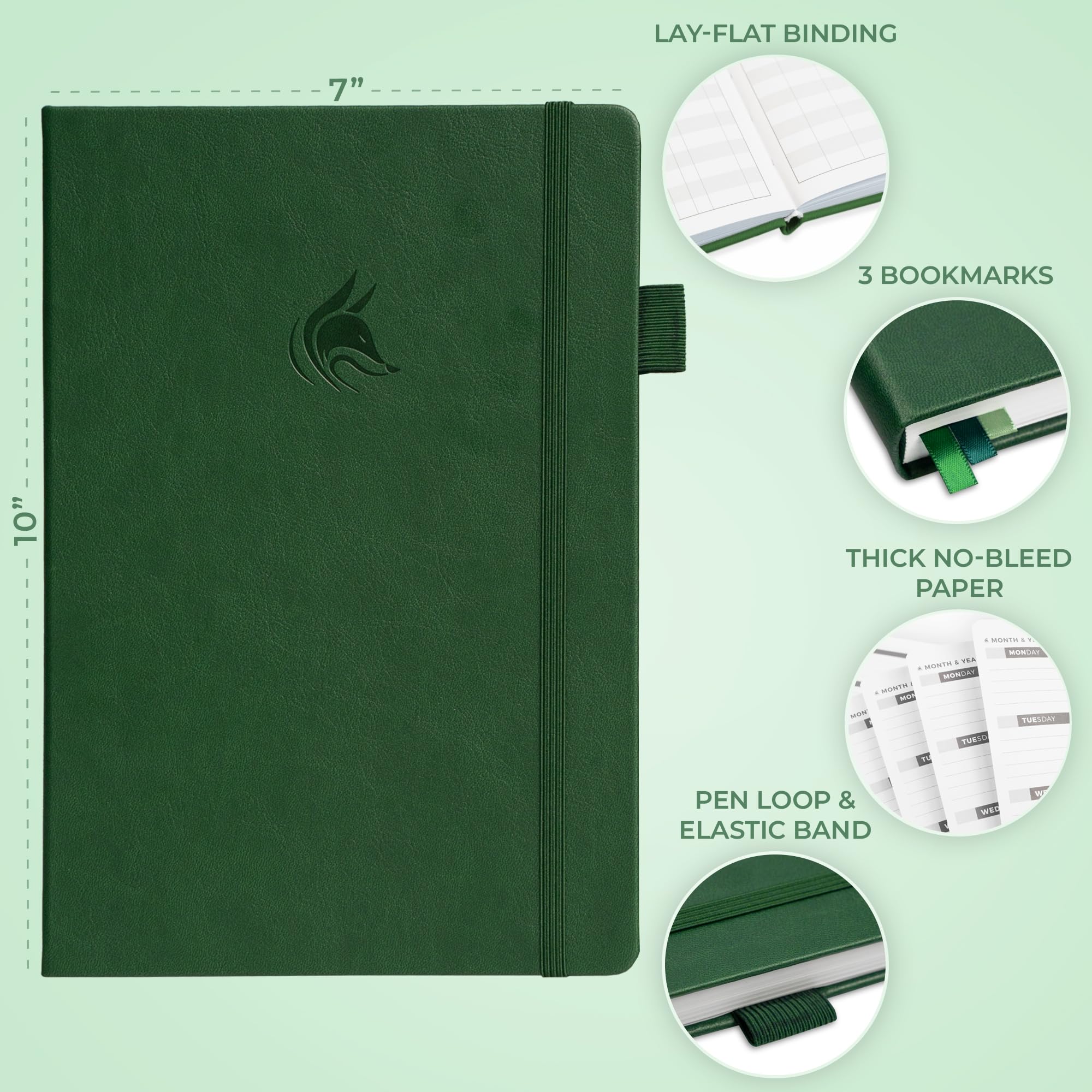 Clever Fox Planner grande – Agenda settimanale e mensile non datata per produttività, gestione del tempo e obiettivi – Diario organizer – 17,8 x 25,4 cm (verde foresta)