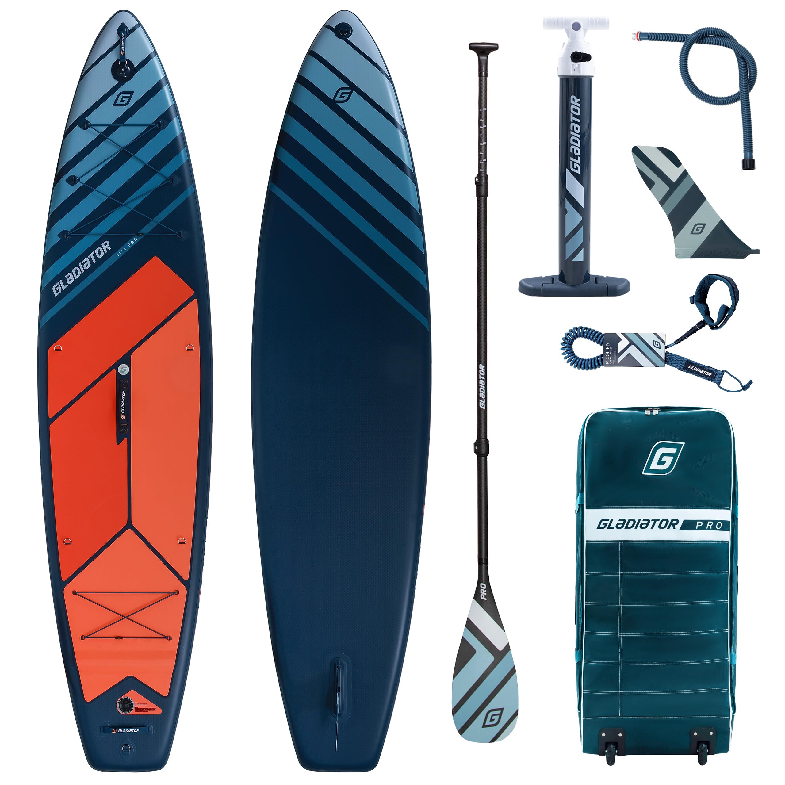 Gladiator PRO Touring SUP aufblasbar, Stand Up Paddle Board Set mit Carbon Paddel, Premium iSUP für Lange Touren, bis 26 PSI