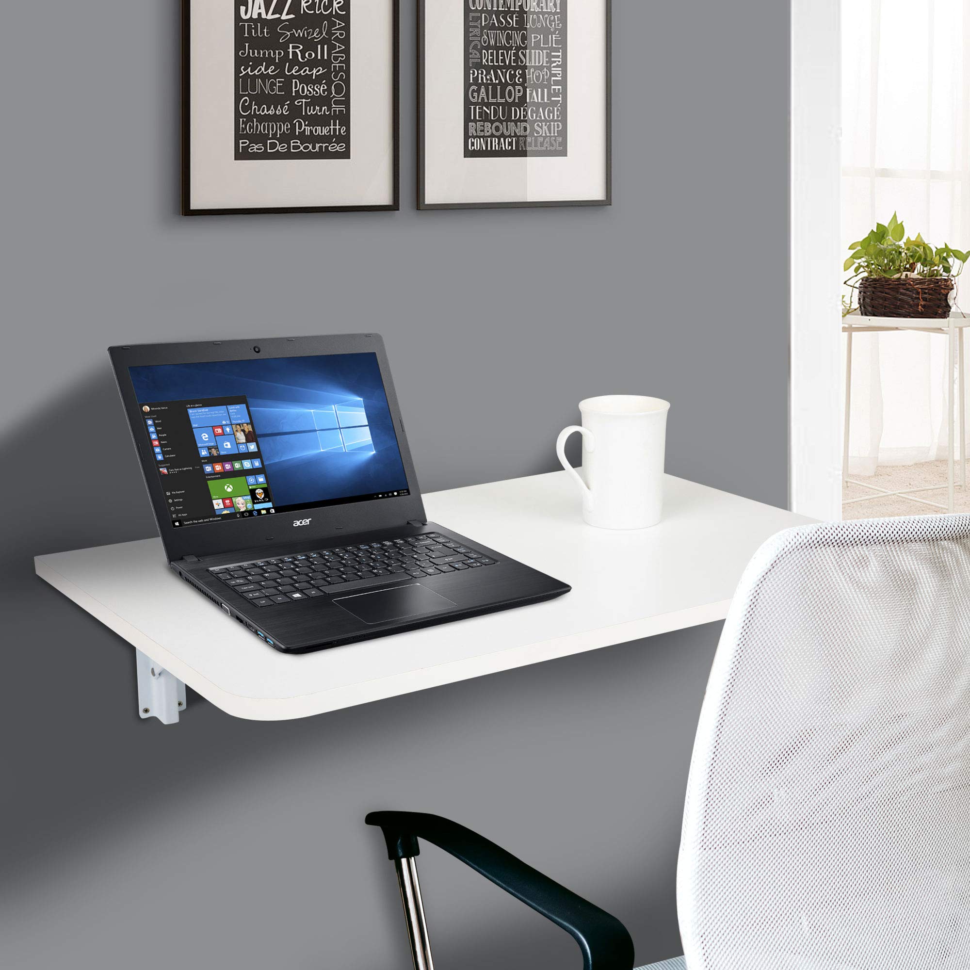 Buy JAXPETY Wall Mounted Folding Table Space Saving Fold Down Desk with