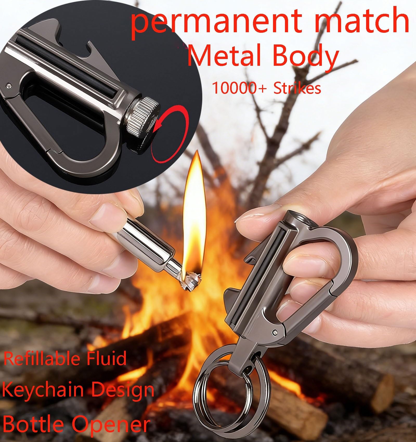 Allumette permanente (3 Paquets) - Plus de 10000 Coups de feu for Briquet, Briquet à kérosène, Allume-feu for Camping, Outil de Survie Tactique(Black+Gold+Silver)