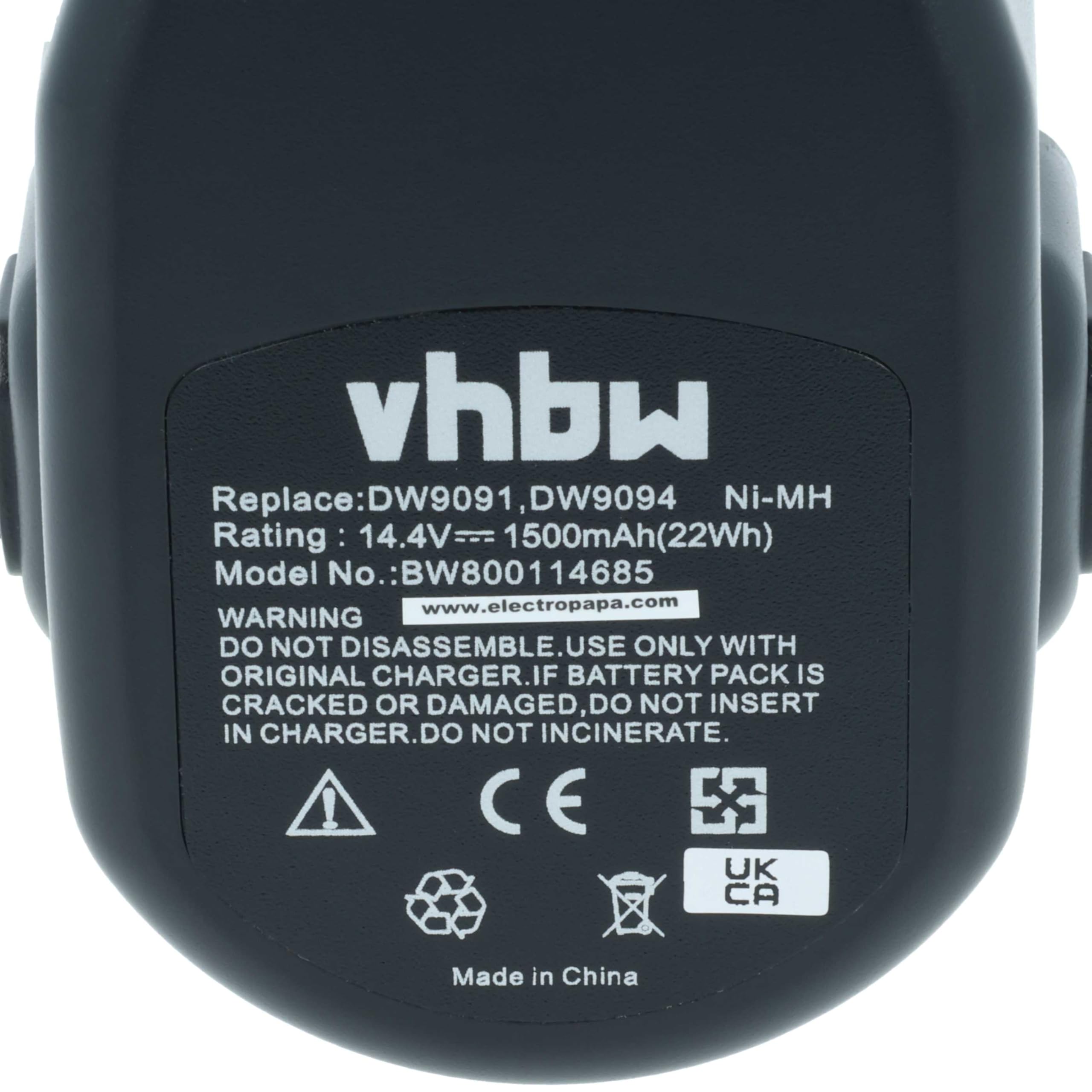 vhbw 2X Batterie Remplacement pour Dewalt DE9038