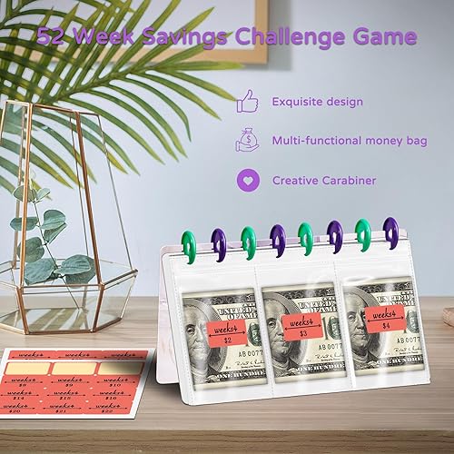 Miniatura 6 de Carpeta de desafío de ahorro de dinero de 52 semanas, libro de desafíos de ahorro de dinero, carpeta de presupuesto de desafío de ahorro de dinero,