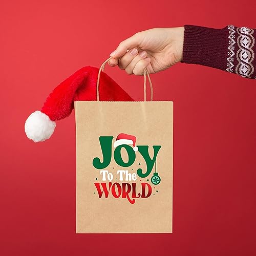 Miniatura 5 de easykart labels 24 bolsas de regalo de papel kraft de Navidad con papel de aluminio rojo para bolsas de regalo de papel navideño, bolsas de regalo