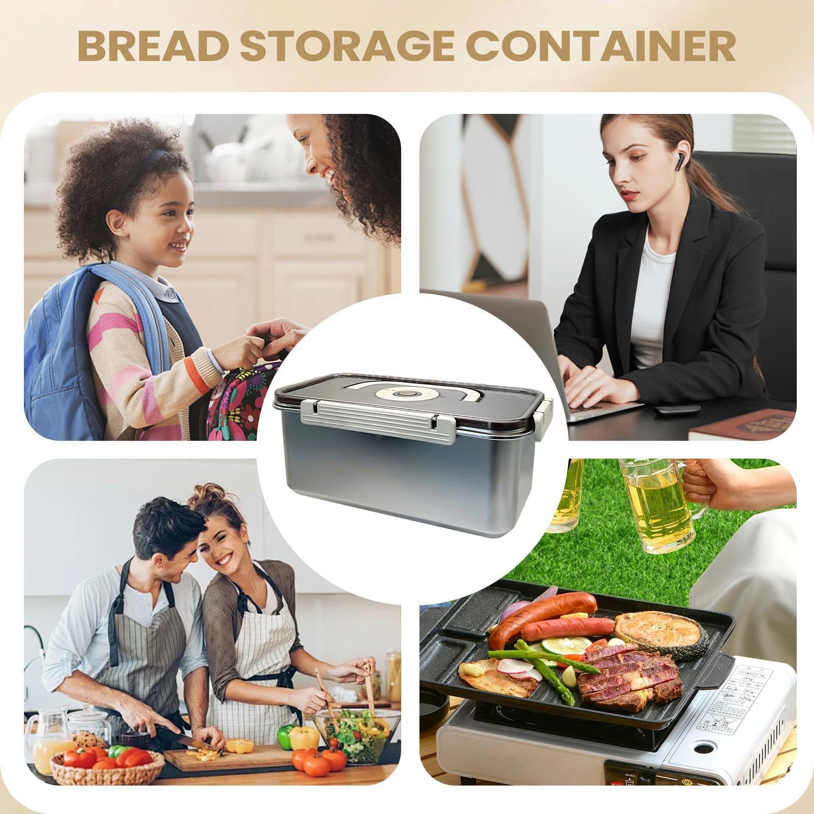 Brot Lagerbehälter | Tragbarer Lebensmittelbehälter Organizer,Brot Aufbewahrungsbox,Geeignet Für Küche, Camping, Wanderungen, Bergsteigen, Reisen, Arbeitsplatz, Schulgebrauch Und Picknicks