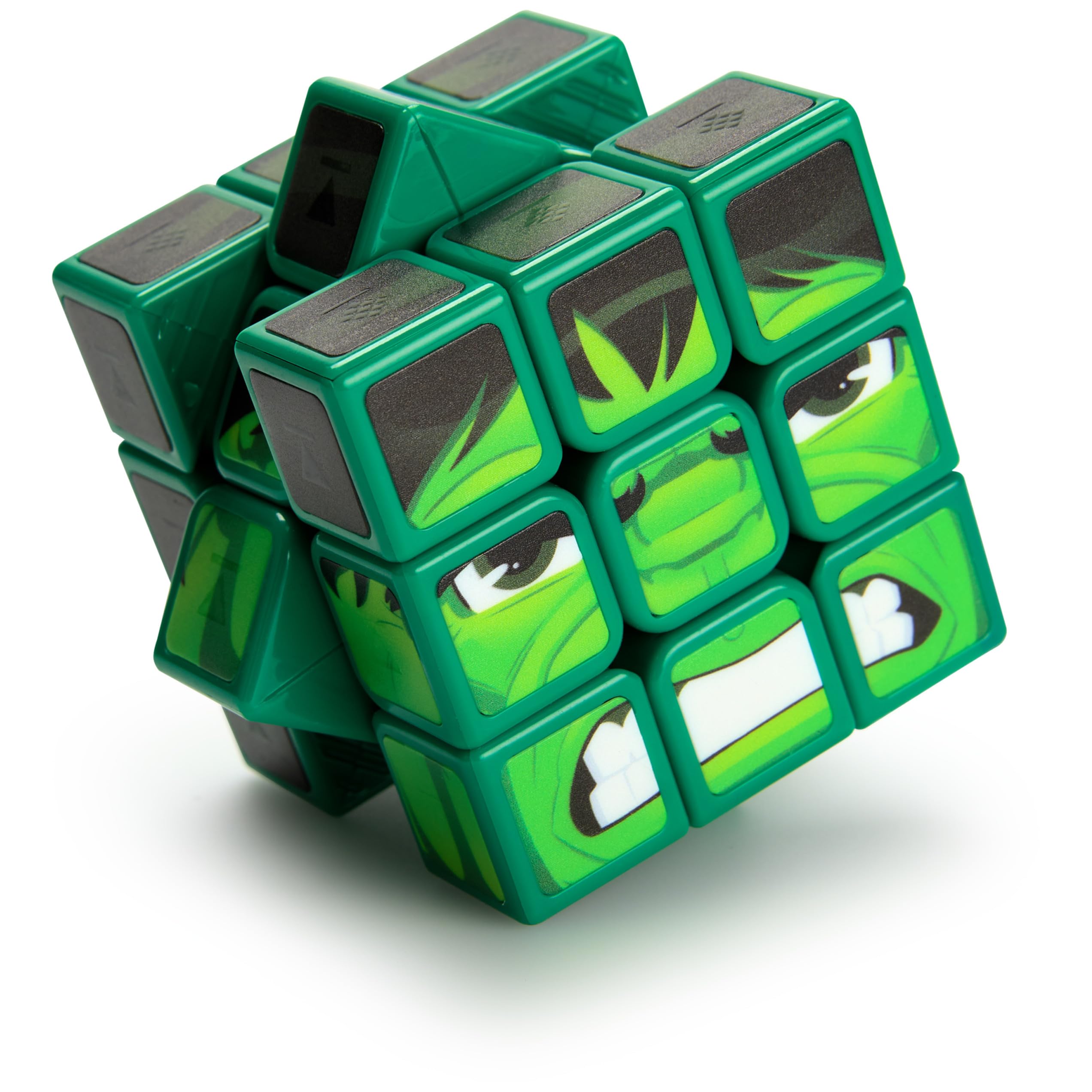 Rubik's Cube, Cubers - Hulk, 3 x 3 Marvel kostka Rubika w stylu Hulk, z fajnymi akcesoriami: korpus, stojak - wyzwanie superbohaterów, od 8 lat