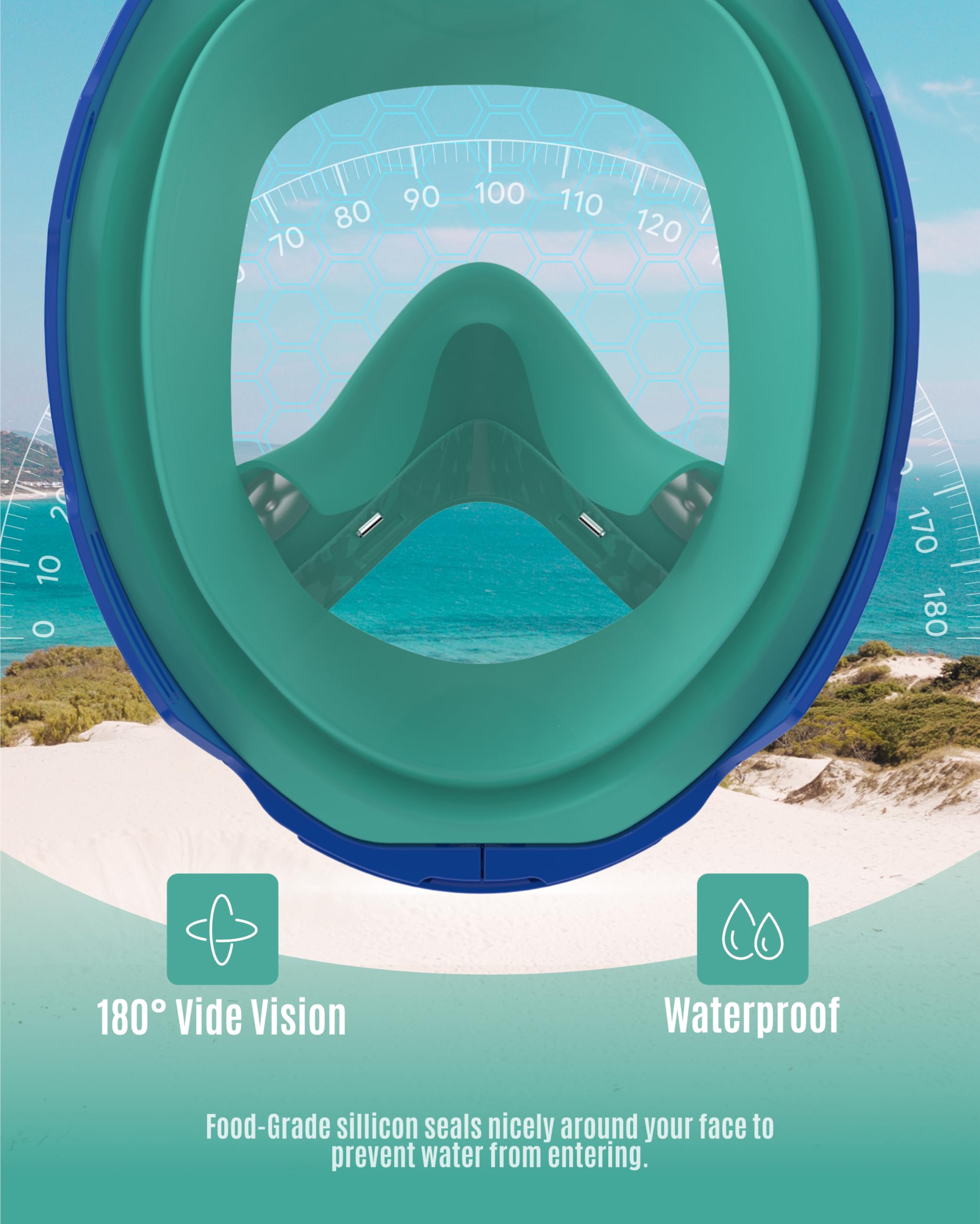 G2RISE Mascara Snorkel Mascara Buceo Niño Gafas Piscina Niños,180°Panorámica, Anti-Fuga