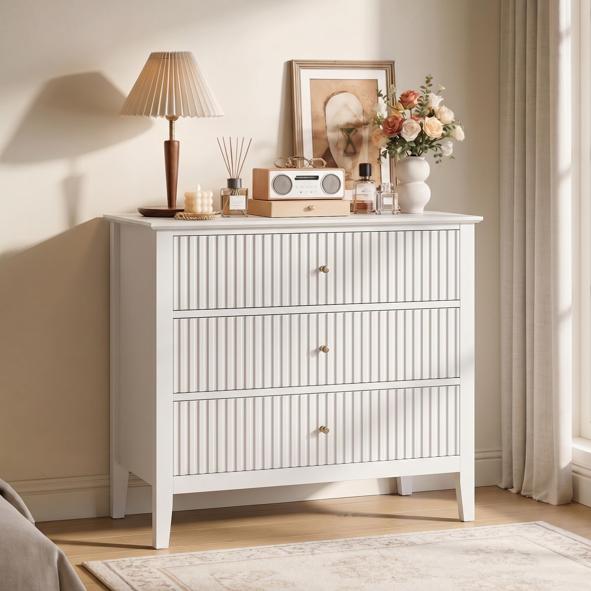 Amazon.com: RoyalCraft White Fluted 3 Drawer Dresser, 32 inch Wide
