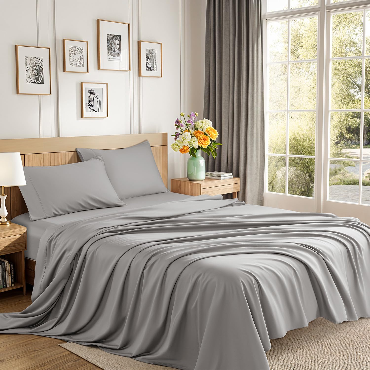 1200 Thread Count Cotton Sheets 100 Egyptian Cotton Sheet for Queen Size Bed Very Smooth Soft with 18