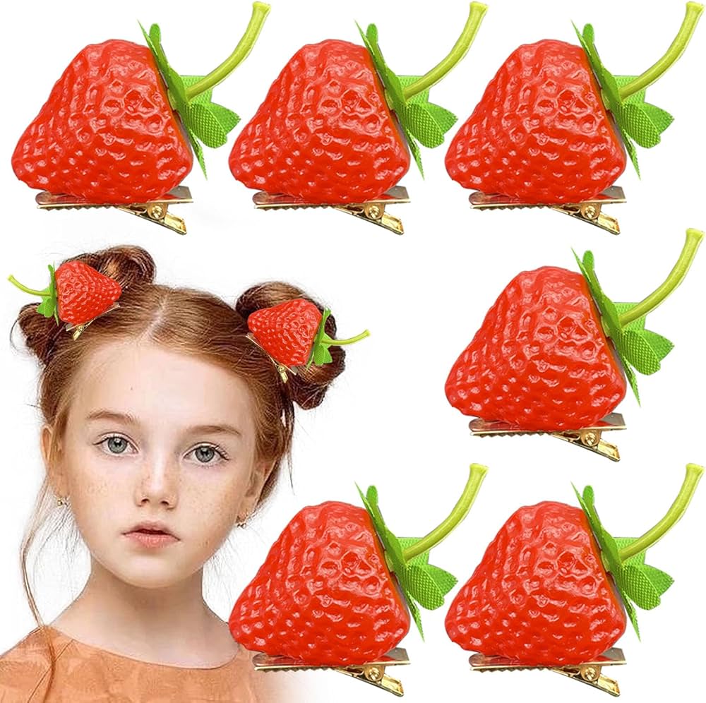 Amazon.com : Jaczora 6 PCS Strawberry Hair Clips, Realistic Fruit