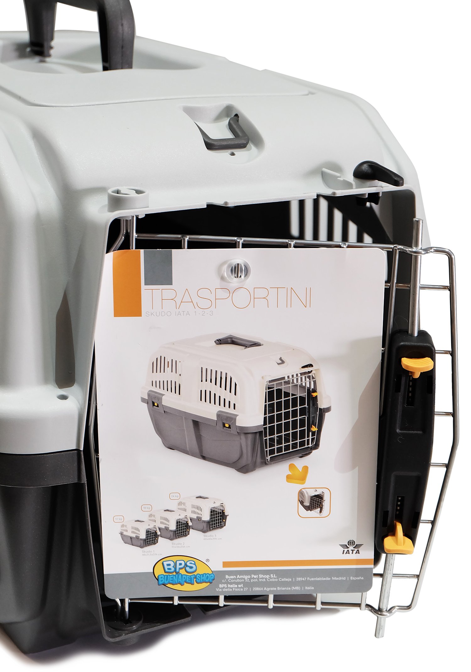 BPS (R) Transportín de plástico para Perros y Gatos Mascota Color Gris/Gris Oscuro 55 * 36 * 35cm Tamaño M BPS-4141