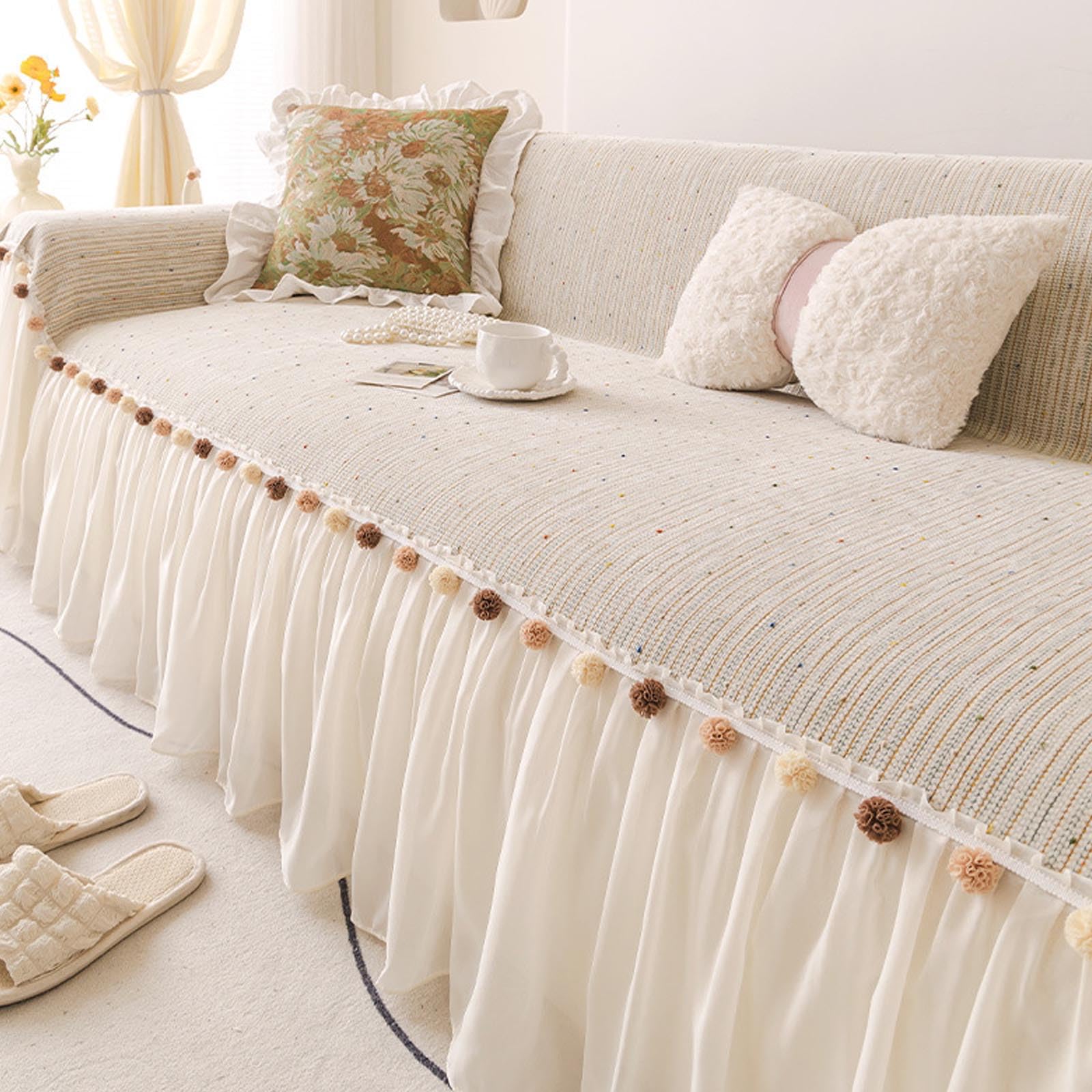 Housse de canapé en chenille douce lavable pour salon 180x340