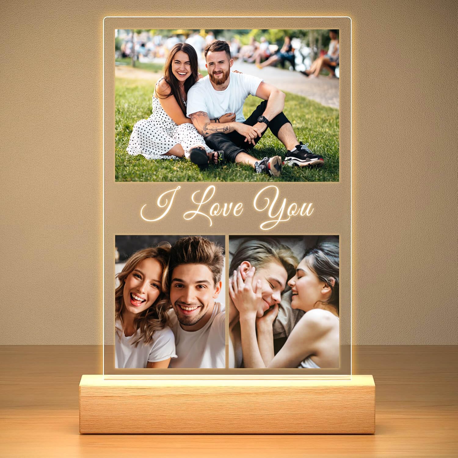 Personalized Anniversary Couple Gifts for Women & Men, Custom Picture Frames with Photo, Personalized Photo Frame with Night Light, Customized Christmas Birthday Gifts for Girlfriend Boyfriend