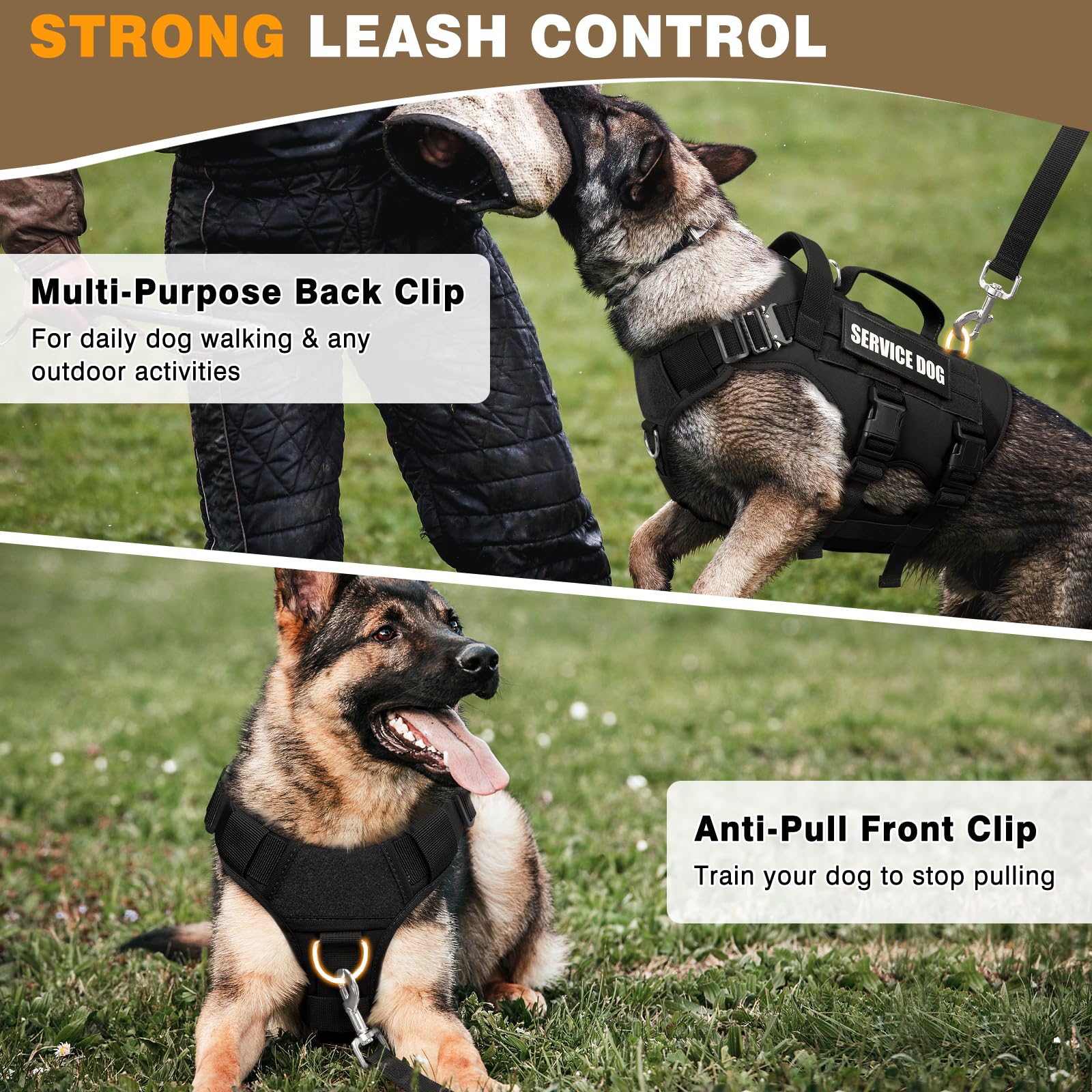 WINSEE Service Dog Vest Harness for Medium Dog Tactical Working MOLLE Vest with 10 Pet Patches - Image 4