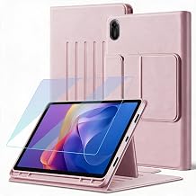 Case for Xiaomi Redmi Pad 2 11 Inch 2025 with Screen Protector, Adjustable Angles Stand Back Cover Shockproof Premium PU Leather Case for Redmi Pad 2 11''Pink