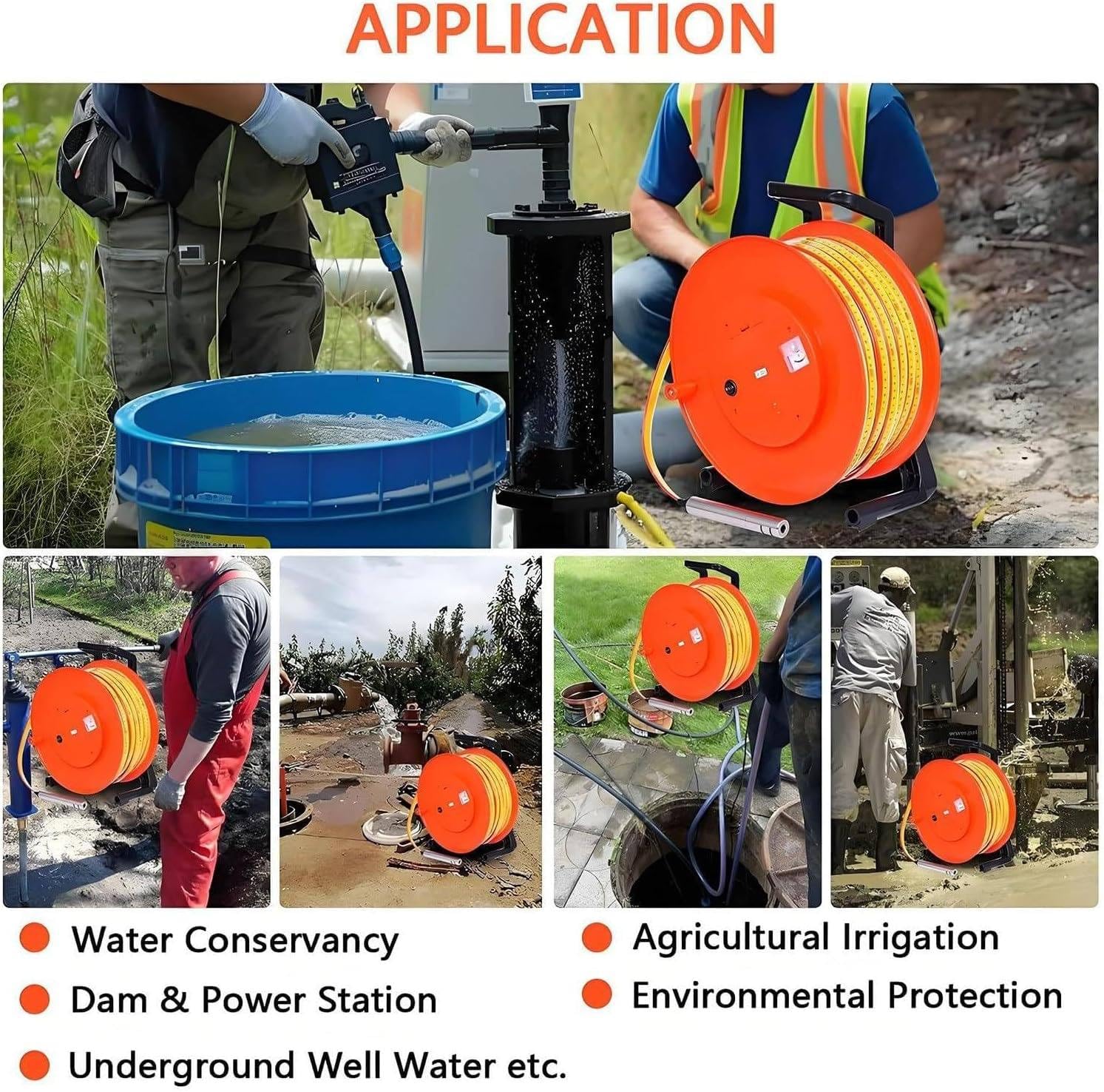 Medidor de Nivel de Agua, medidor de Nivel de Agua eléctrico con Regla de Acero, Rango de medición de 10 a 300 Metros, Mide Niveles de Agua en pozos, Perforaciones, embalses y tuberías 30m
