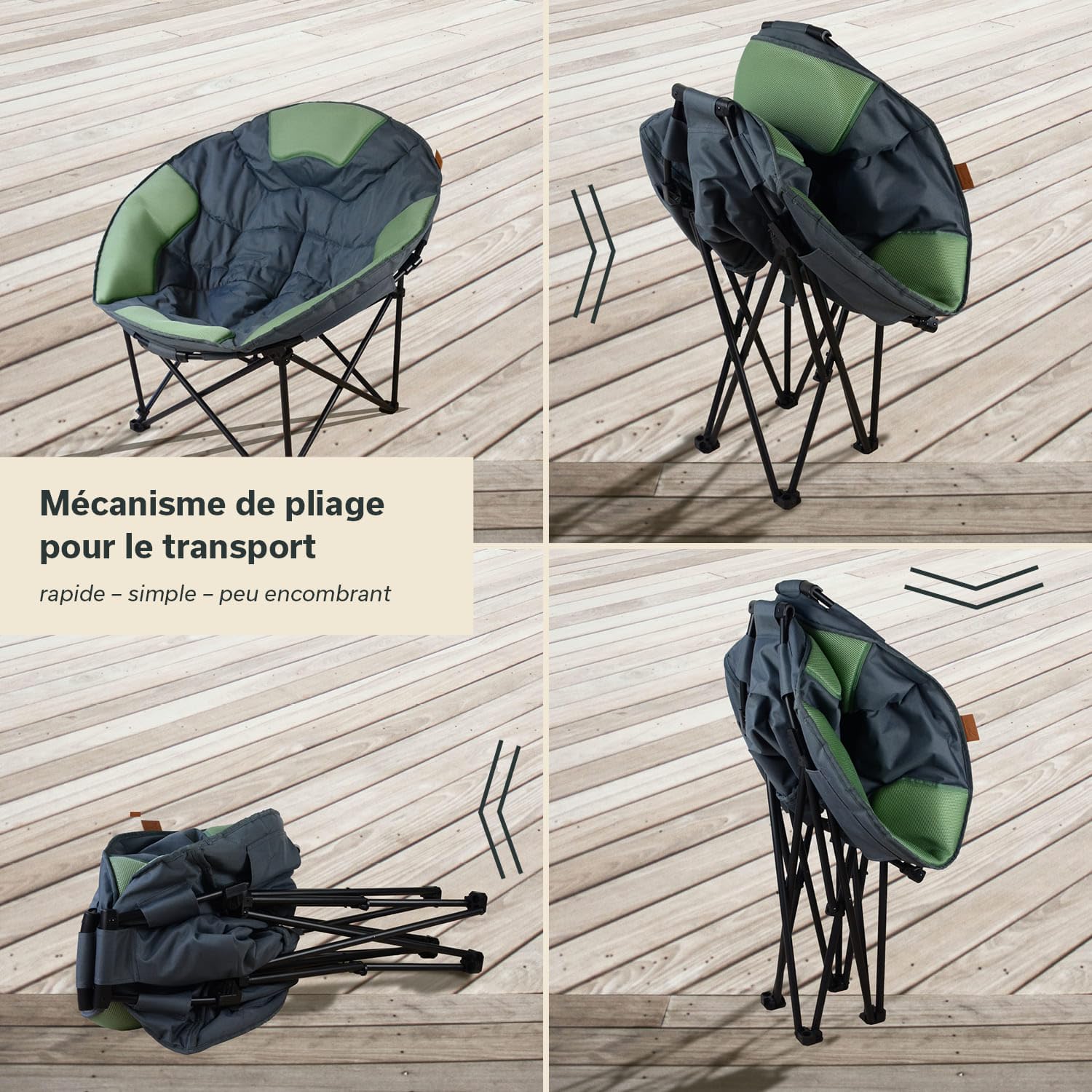 Skandika Fauteuil de Camping Moonchair XXL | Grande Chaise de Camping Confortable, Rond, rembourré, Pliable, poignée et Sac de Transport, Pieds antidérapants, Robuste | Max. 150 kg