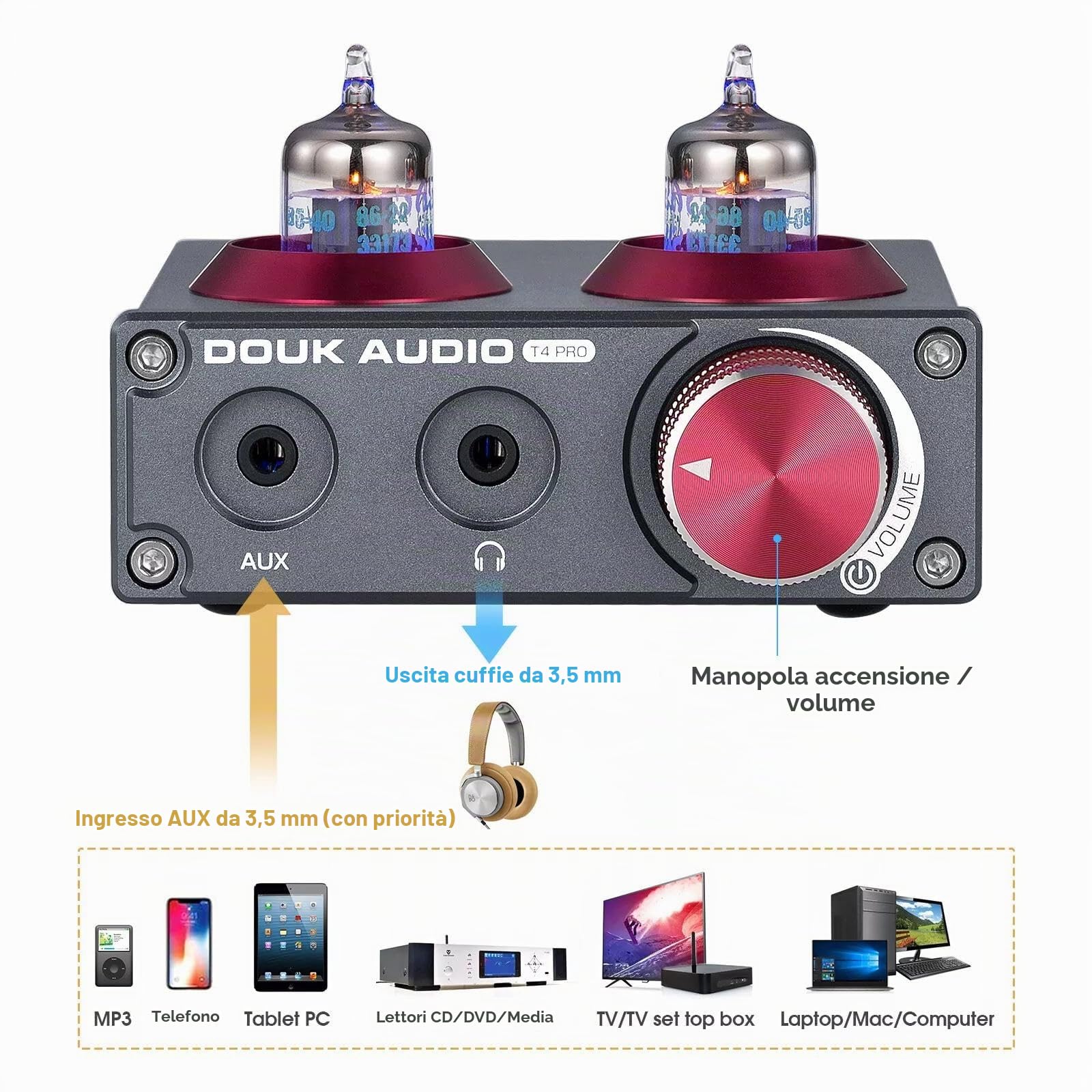 Douk Audio Mini 5654 Preamplificatore Phono Tubo A Vuoto Home Stereo Audio Preamplificatore Amplificatore Per Cuffie