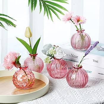 ピンクのガラス製の花瓶 Amazon.co.jp: 丸型 ガラス 花瓶 21cm ヨーロピアンスタイル