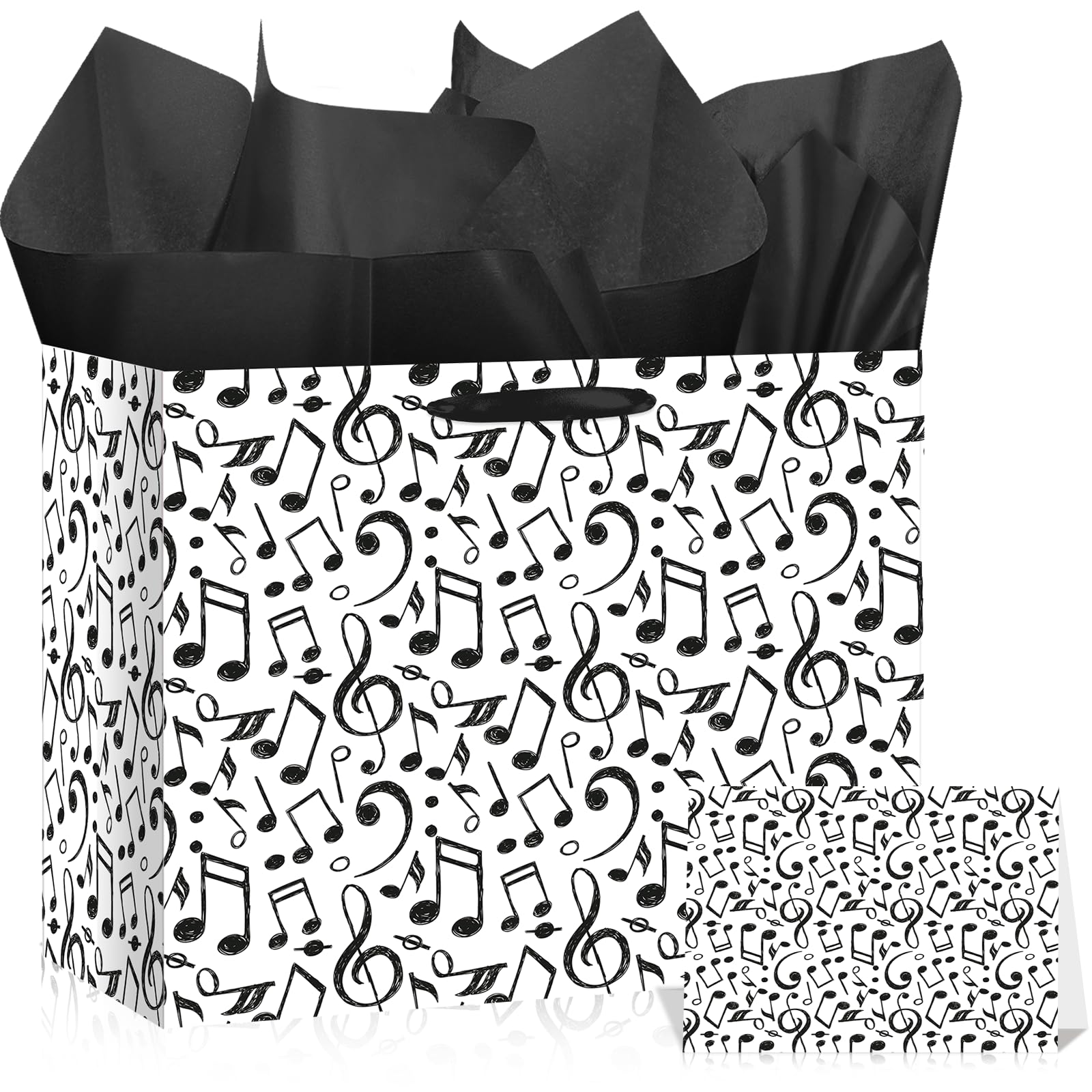 Music Notes Gift Bags Funny Musical Theme Gift Bag with Wrapping Paper Greeting Card Musician Social Media Treat Bag for Music Lover Band Birthday Party Favor