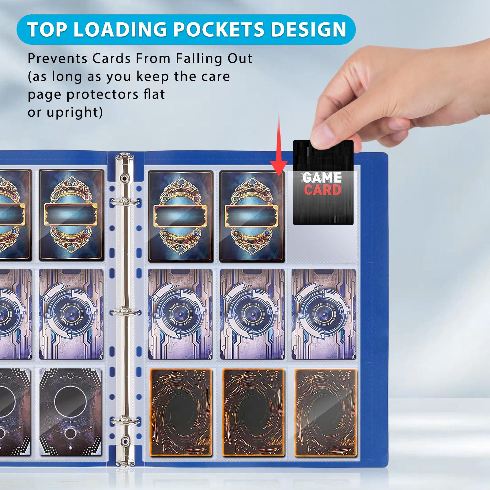 AOBOPLE 1800 Pochettes pour Cartes, Plastique Sleeves Pochettes Transparentes pour Cartes à Collectionner, Double Face, Trading Card Sleeves pour Protéger les Photos (100 pages)