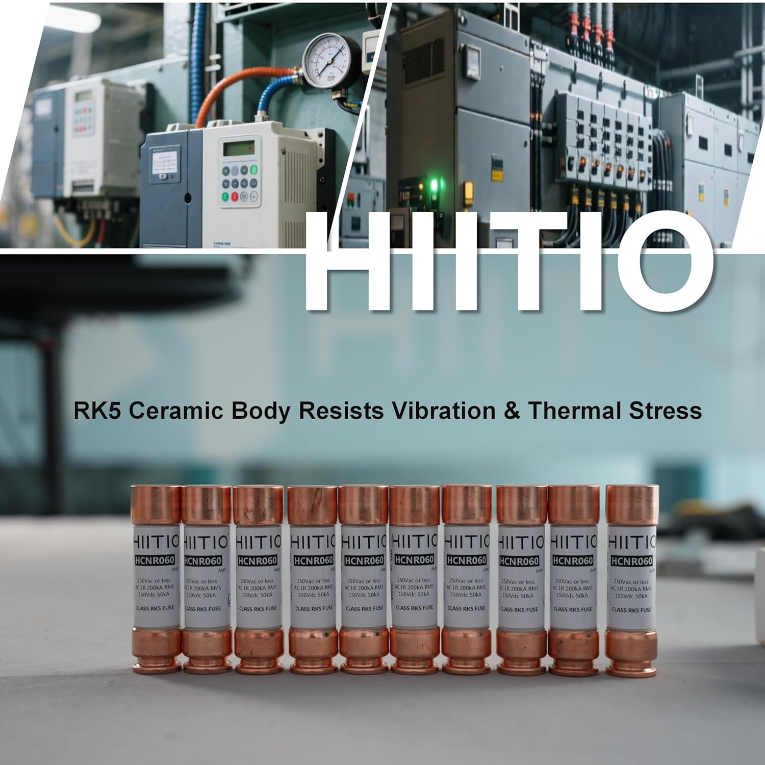 250Vac/150Vdc 60A Time Delay Fuse, RK5 Cartridge Fuse,Class R, Fusetron Dual Element Time-Delay Current Limiting Class UL Listed (Pack of 10)
