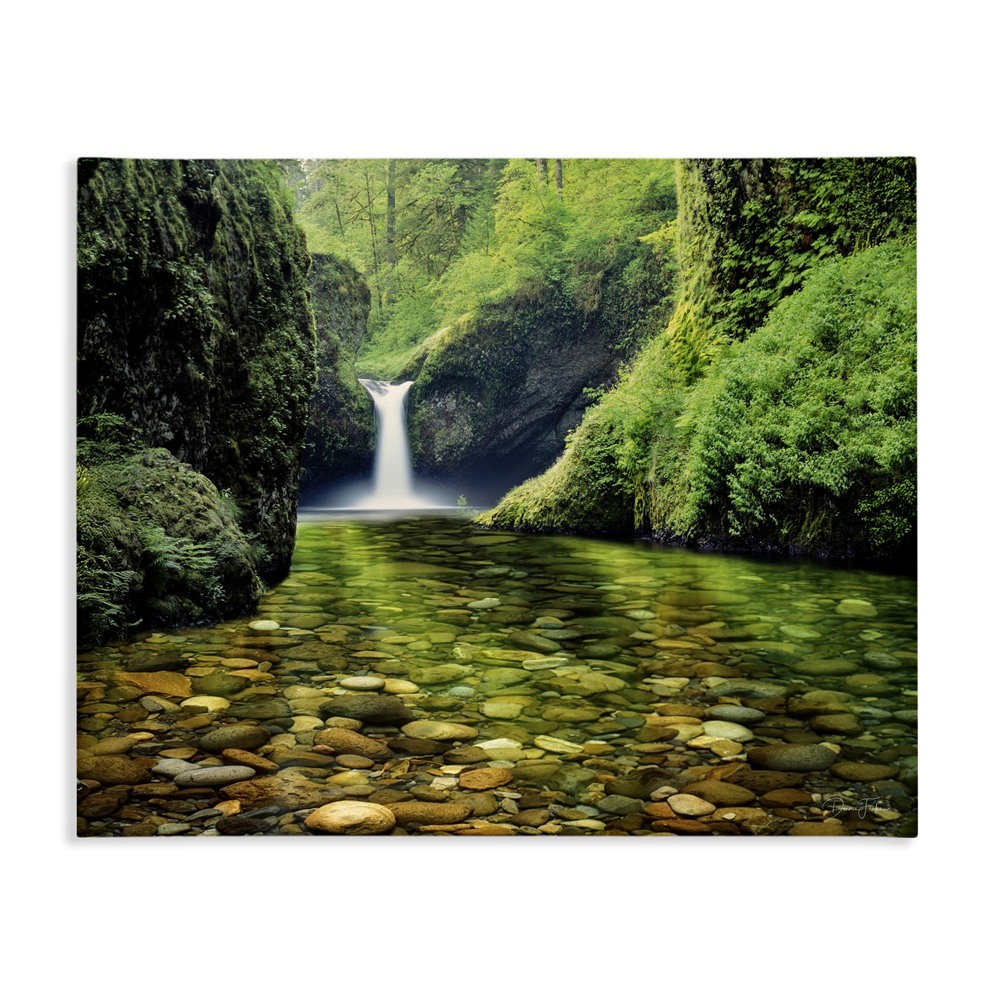 Stupell Industries 'Punchbowl Falls in Emerald Forest', Canvas Art, 30 x 24 Inches, Easy to Hang and Sturdy, Made in USA, by Dennis Frates