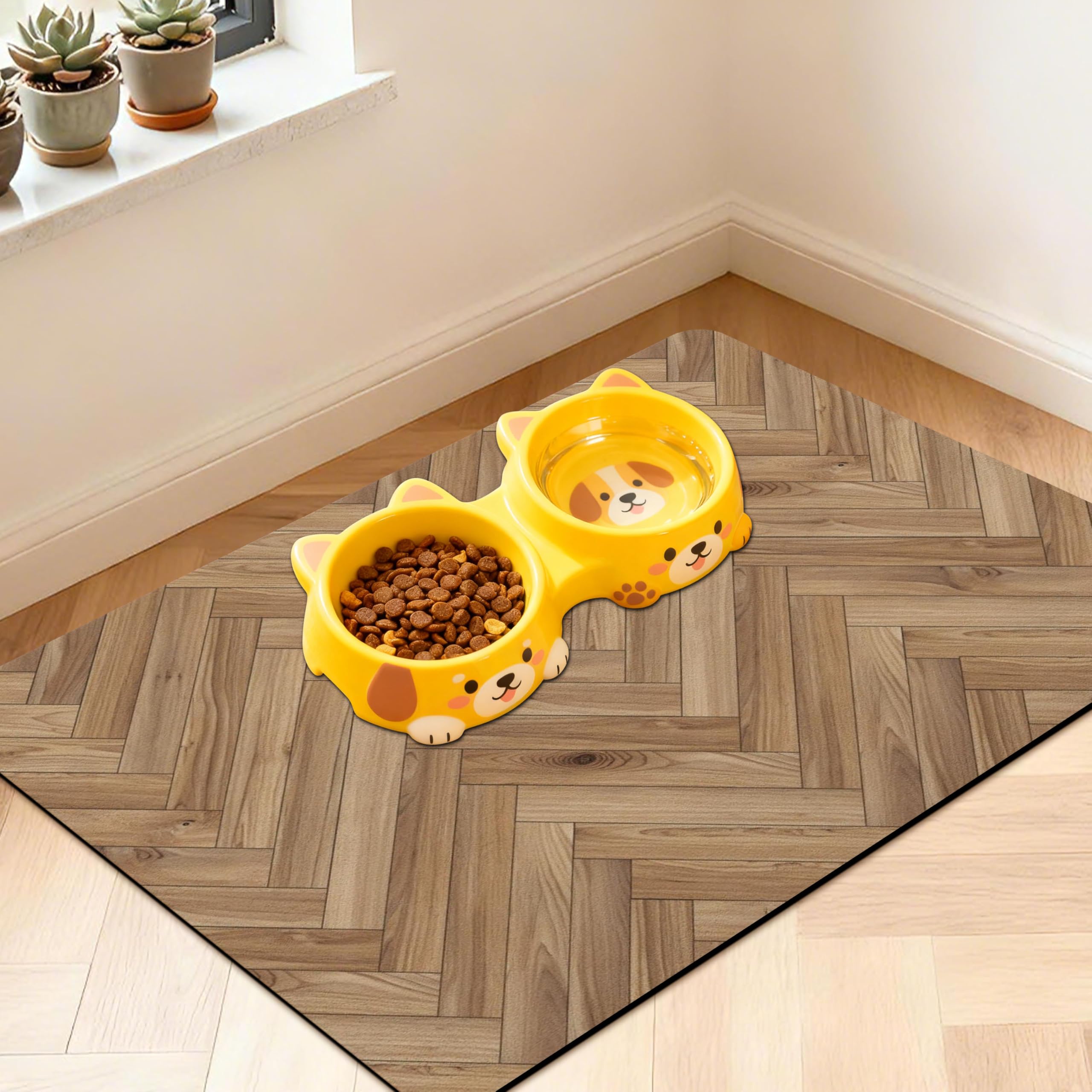 Pet Feeding Mat for Floors Waterproof Dog Mat for Food and Water Absorbent Quick Dry Non Slip mat for Cat Bowls