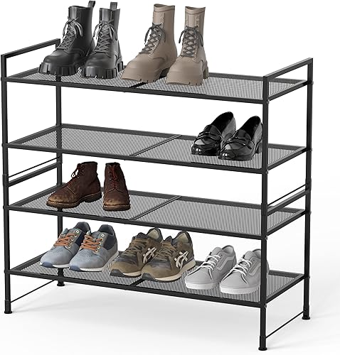 Miniatura 4 de Simple Houseware Zapatero apilable de malla de 2 niveles, negro