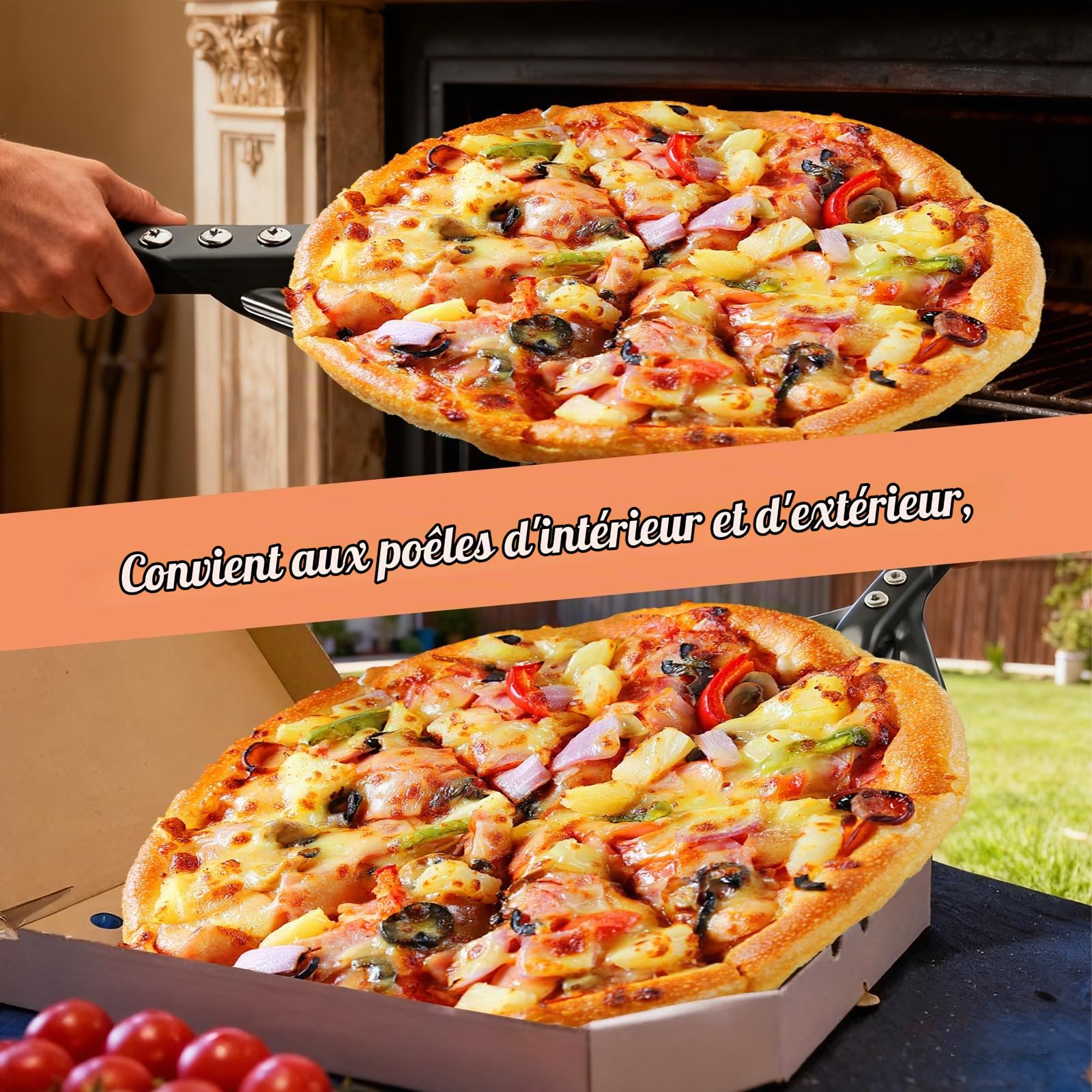 Lot de 2 pelles à pizza perforées en aluminium