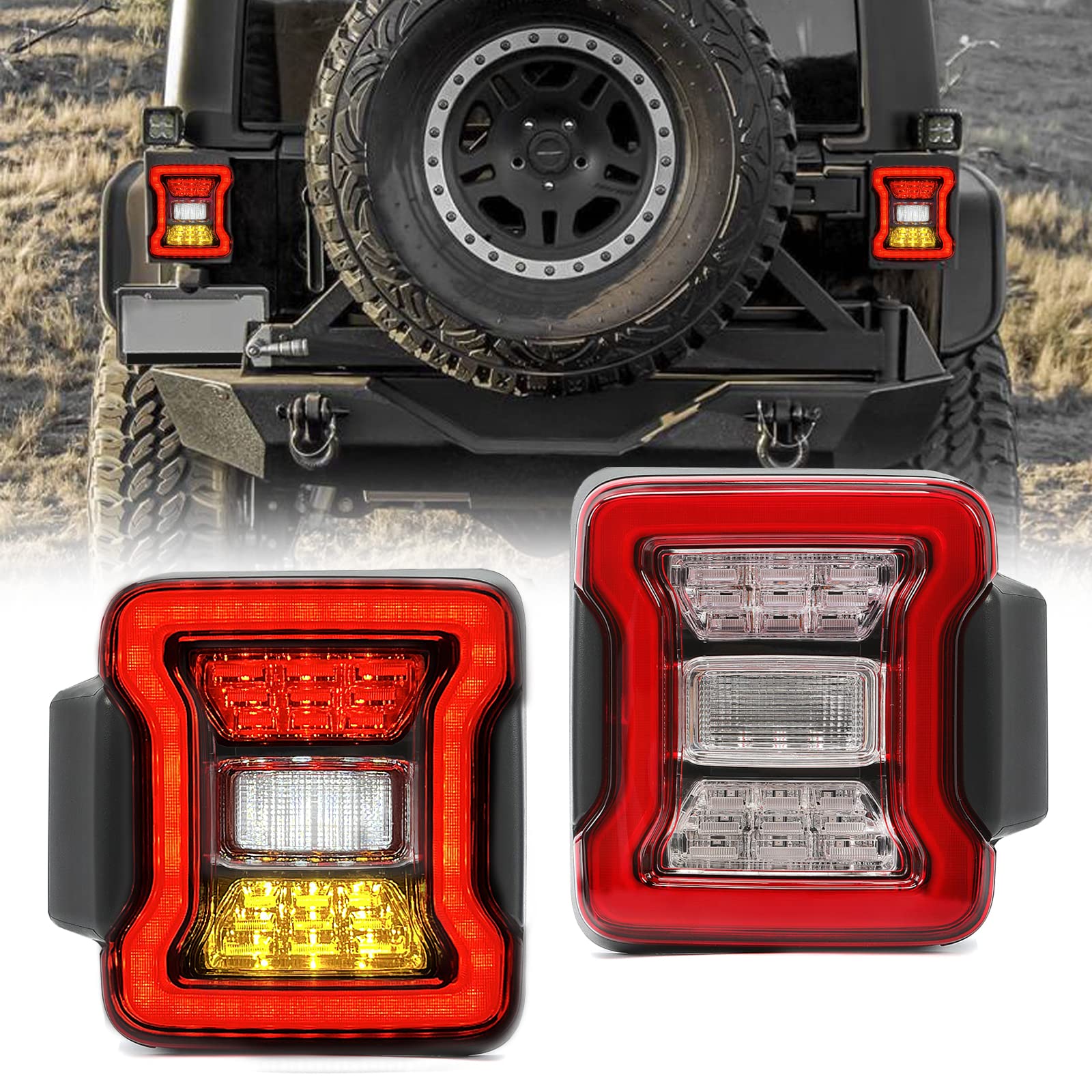 New LED Tail Lights Replacement for Jeep Wrangler JL 2018-2022 Accessories, Rear Tail Lamp Brake Stop Light Turn Signal Light Reverse Back Up Assembly
