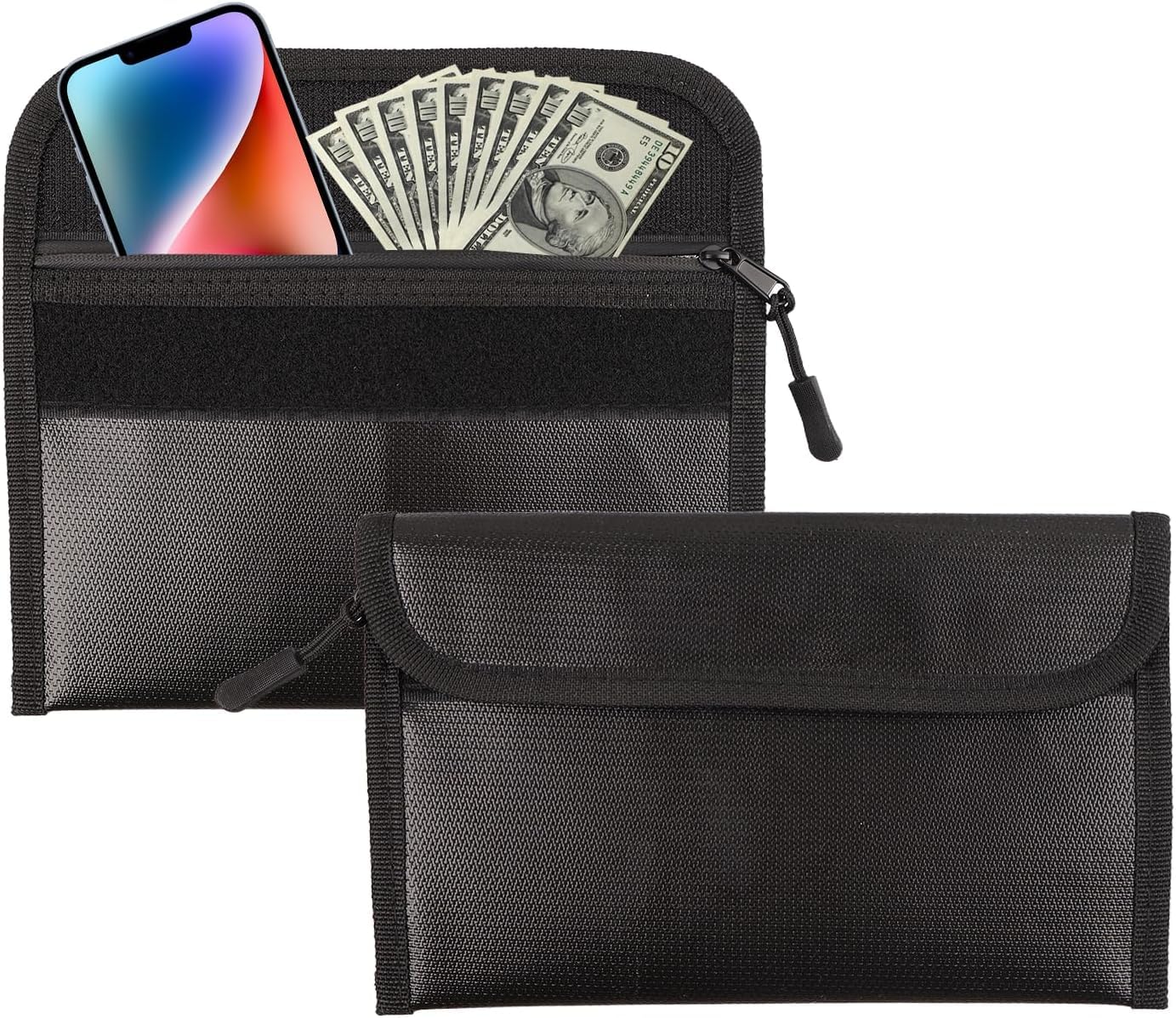 2 Pcs Fireproof Document Bag 1200°C, Fireproof Money Bag Waterproof Document Pouch Lockable for Storing Important Documents Cash and Certificate