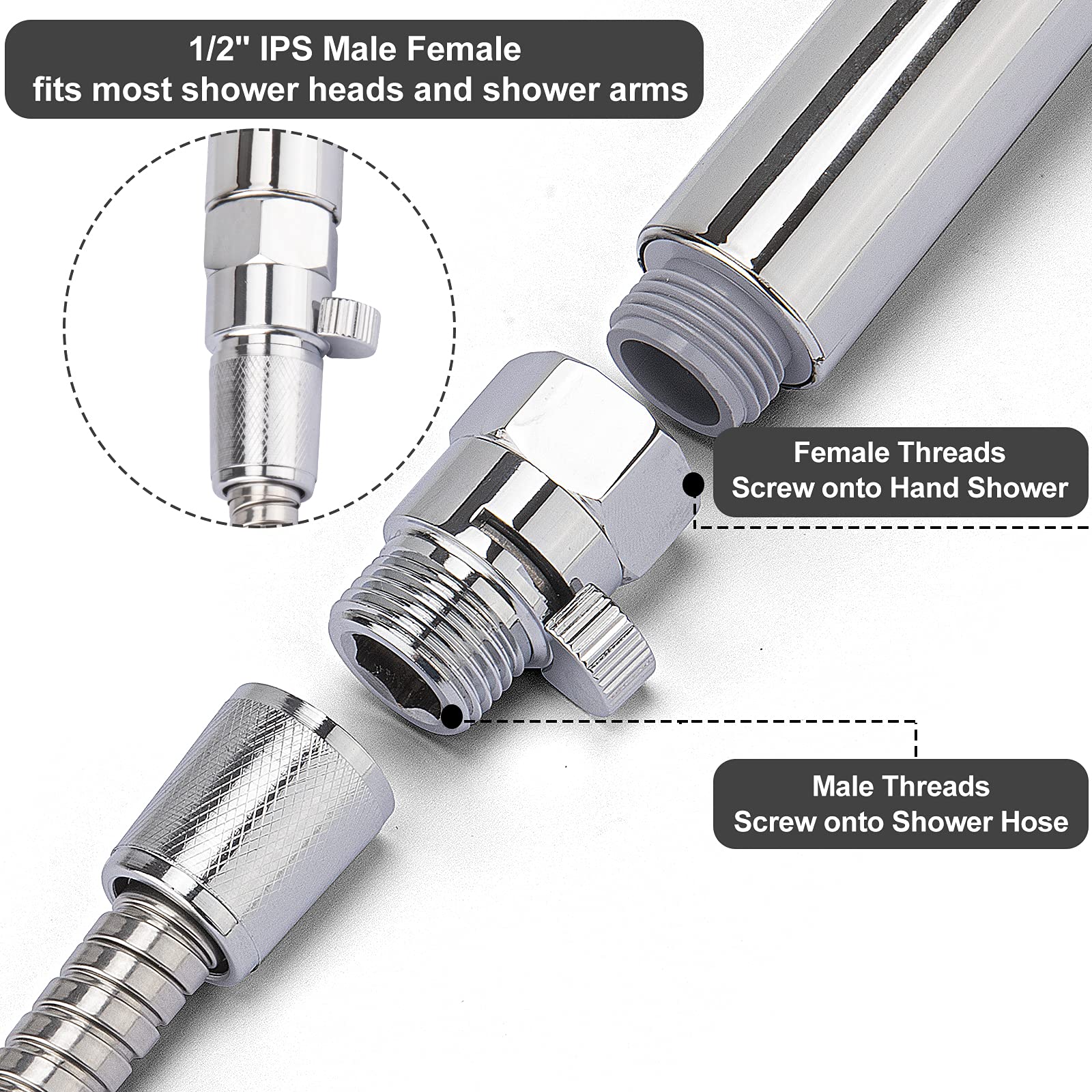 Shower Head Shut Off Valve,Brass Water Flow Control Valve G1/2 Flow Pressure Regulator With Handle Level,Cut Off Valves For Shower Head Or Bidet Spray,Matte Black,Brass (Matte Black), Shower Flow Control Valves