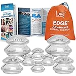 Lure Essentials Edge Silicone Cupping Set, Cupping Kit for Massage Therapy, Long Lasting Cups for Professional & Home Use, Body Sculpt Cup for Cellulite, Ultra Transparent Clear (8 Count)