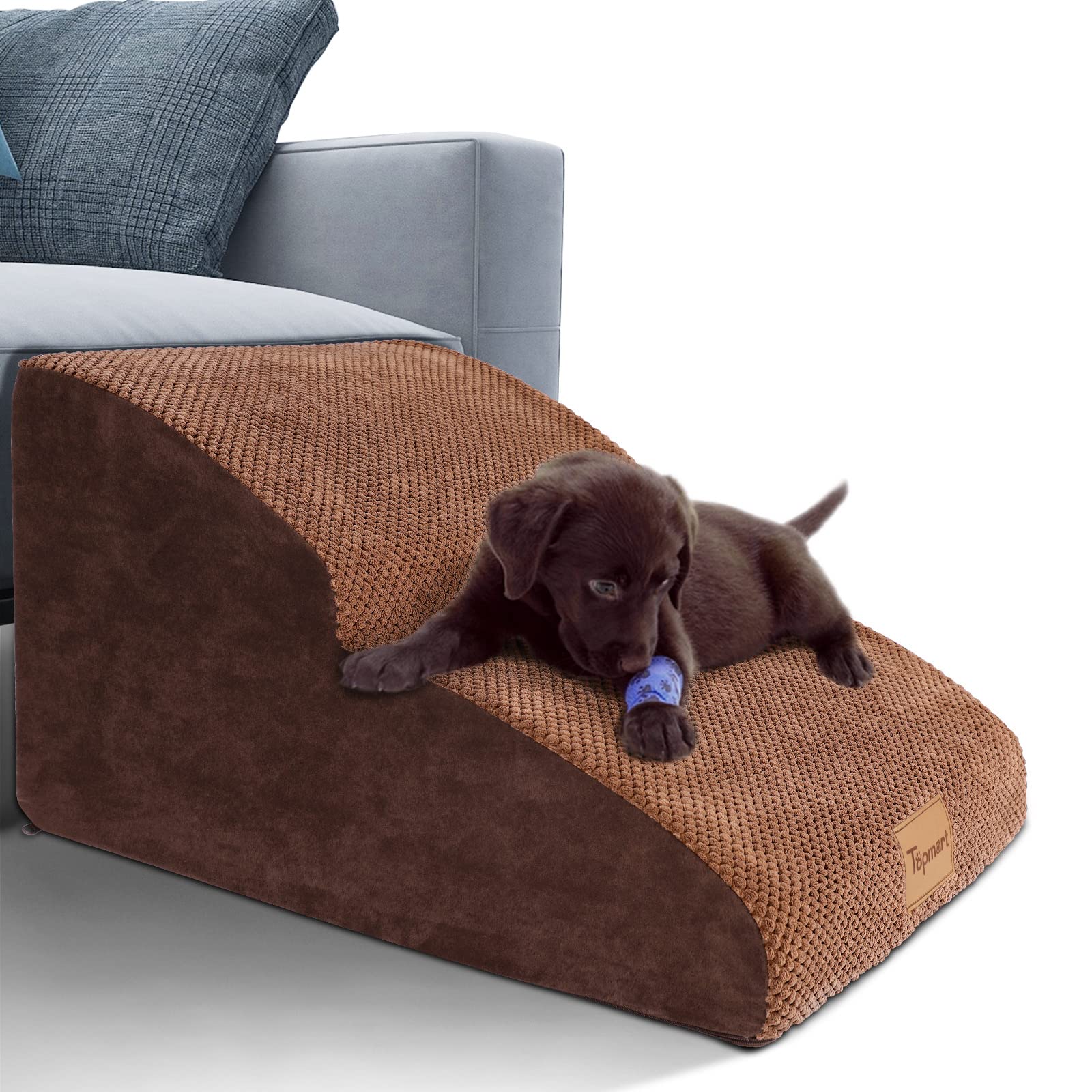 Topmart High Density Extended Foam Dog Ramp&amp;Steps 2 Tiers,11.8" High