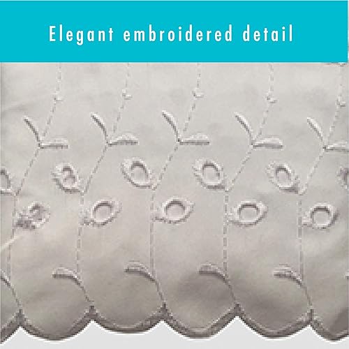 Miniatura 4 de FRESH IDEAS Fundas de almohada con volantes con detalle de ojales bordados, King, marfil, paquete de 2 Marfil,Blanco