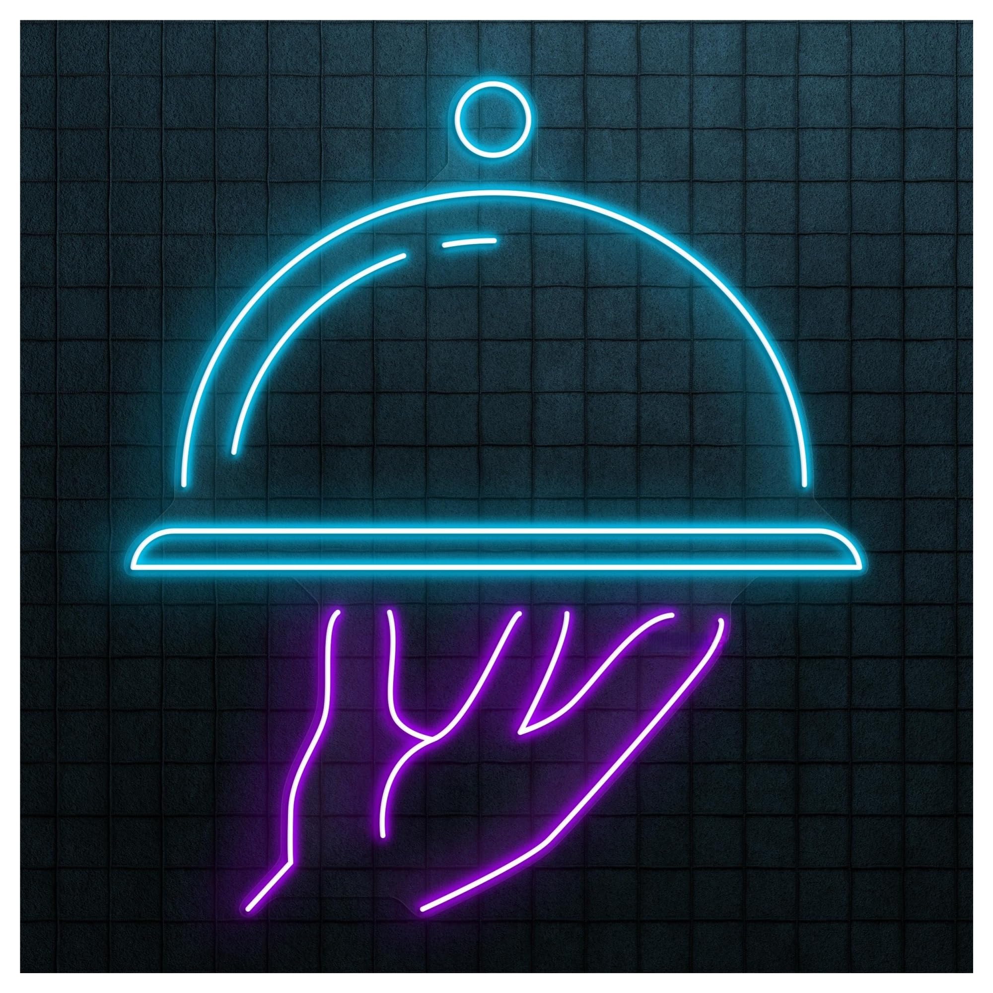 Hanging Art Neon Signs Serving Dish Neon Sign, Suitable For Restaurants Decor With Brightness Adjustable 50cm
