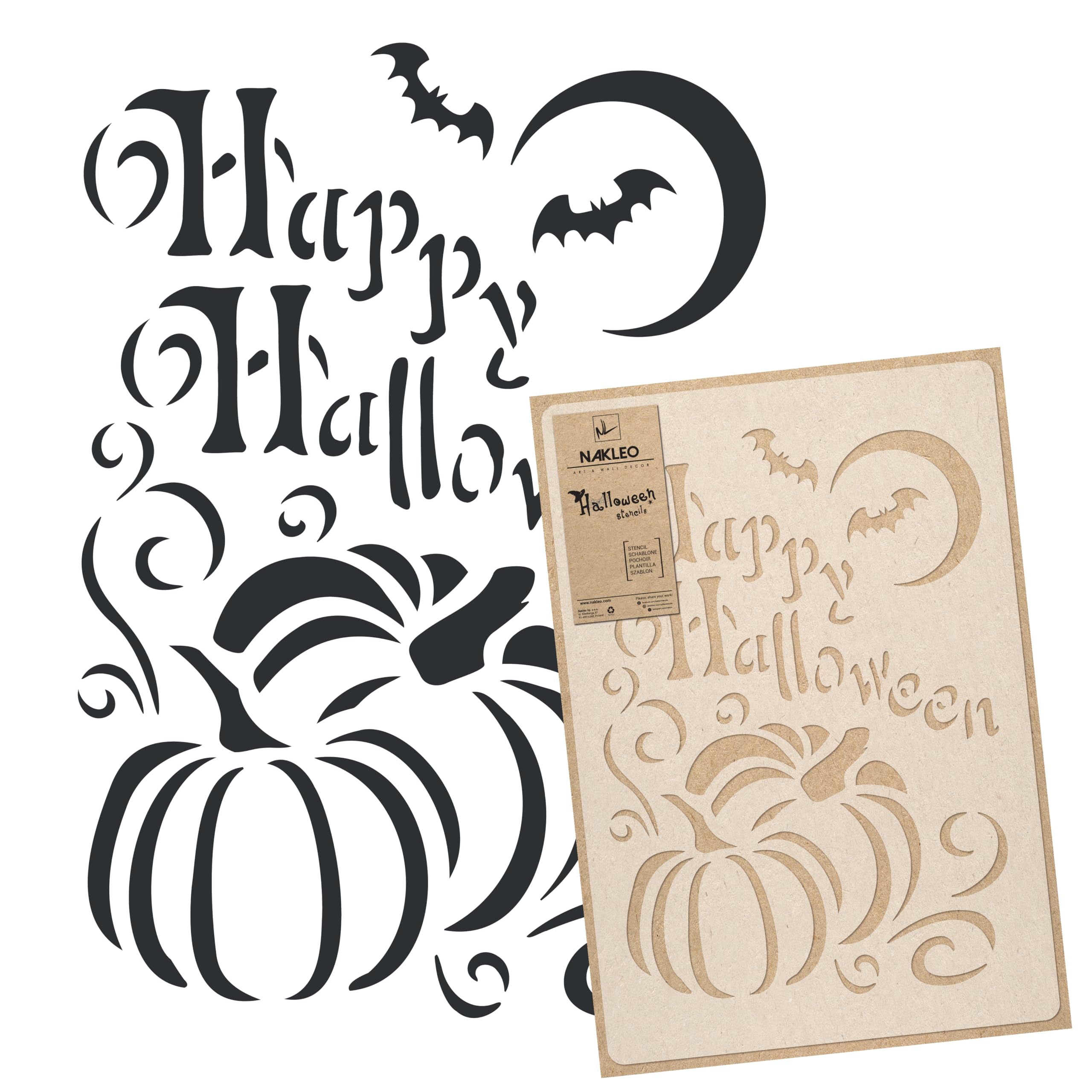 NAKLEO Halloween Large Painting Stencil 43x64cm, Pumpkin Happy Halloween Inscription Pattern