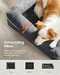 Feandrea Dog Bed, Orthopedic Dog Bed, Medium Dog Bed Waterproof, Removable Washable Cover Dog Sofa with Non-Slip Bottom, Raised Edges, 36 x 28 x 8 Inches, Dark Gray UPGW067G01