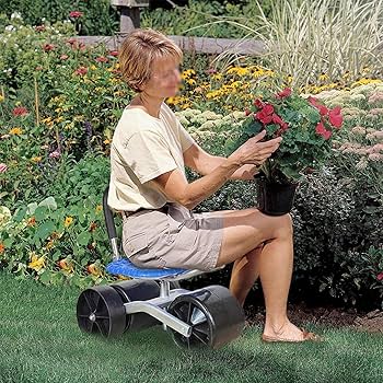 FLINTER Rolling Garden Work Seat With Wheels, Upgraded Heavy Duty Gardenning Cart With Seat - Garden Rolling Stools With Wheels For Seniors, Lawn, Patio & Backyard Gardening, Green
