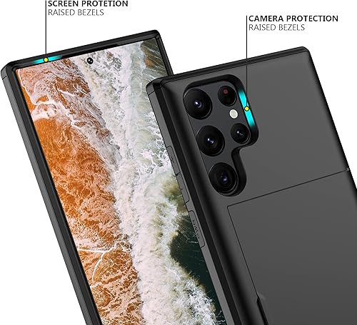 Miniatura 4 de Nvollnoe Funda protectora para Samsung S23 Ultra con tarjetero 5G de 6.8 pulgadas, delgada, de doble capa, resistente, funda protectora para Galaxy