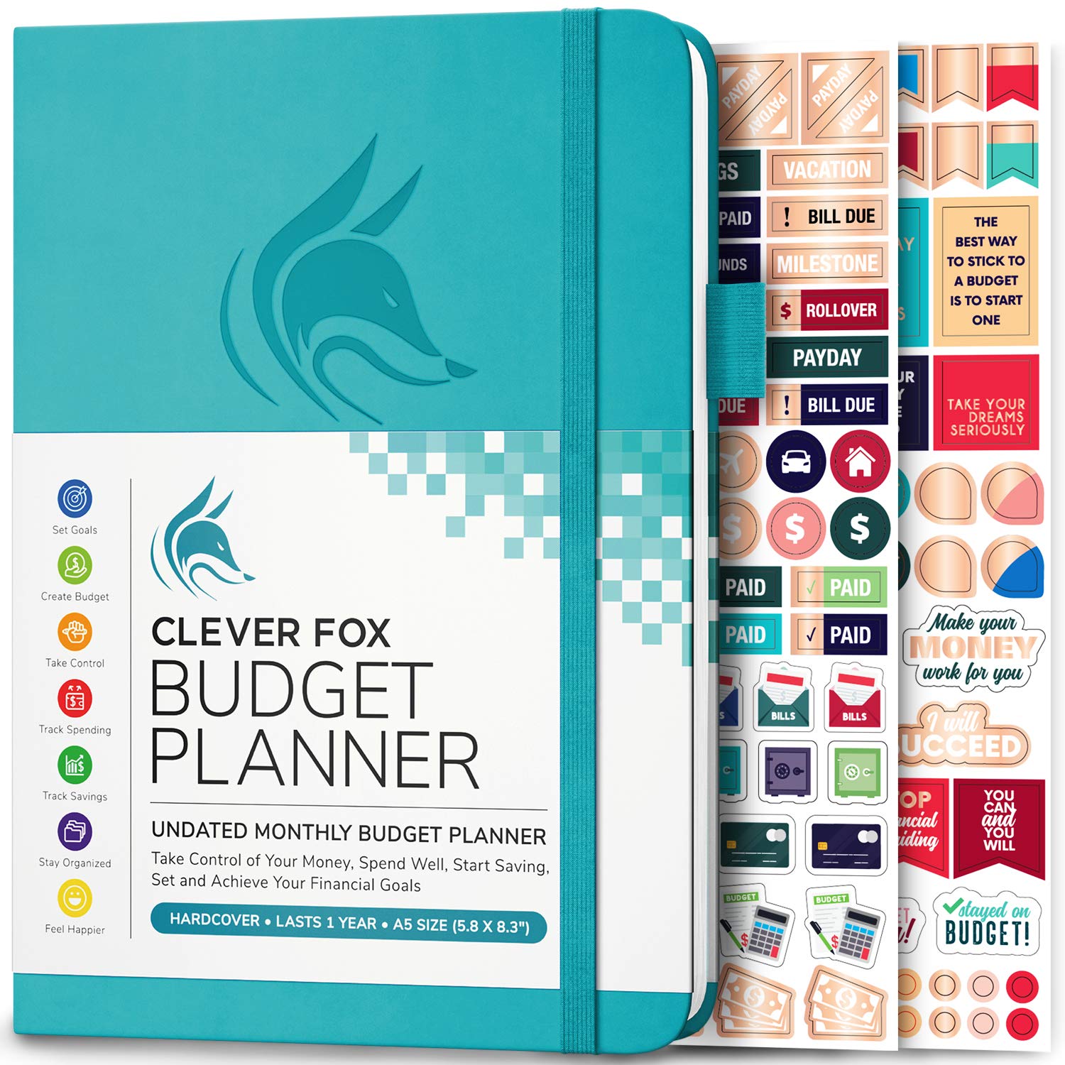 Clever FoxBudget Planner - Expense Tracker Notebook. Monthly Budgeting Journal, Finance Planner & Accounts Book to Take Control of Your Money. Undated - Start Anytime. A5 Size, Teal Hardcover