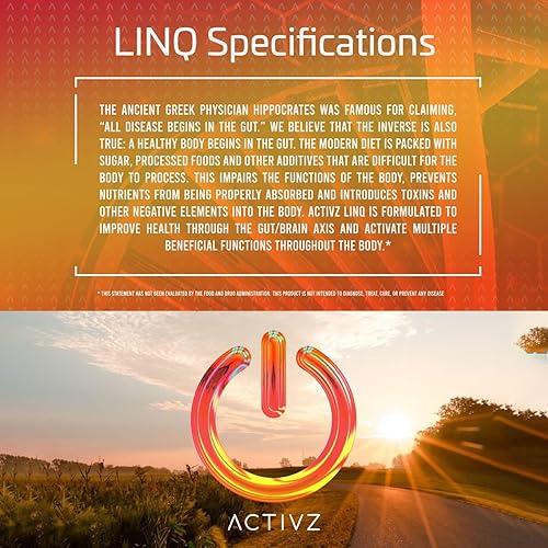Miniatura 6 de ACTIVZ LINQ - Fórmula epigenética avanzada para la función cerebral, la salud intestinal, la luminosidad de la piel y el apoyo inmunológico - 60
