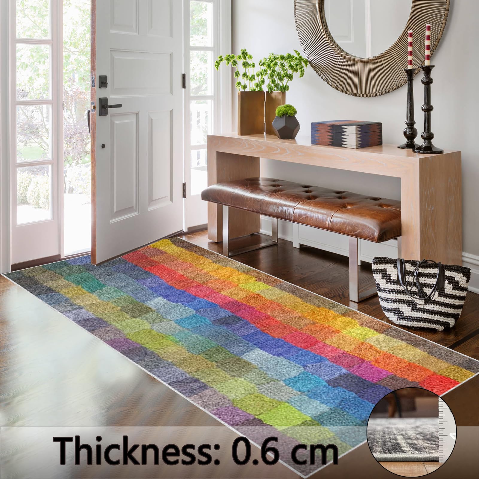 Dywan kuchenny, 60 x 180 cm, chodnik do przedpokoju, antypoślizgowy chodnik na korytarz, zmywalny, niskie runo, wycieraczka podłogowa, chłonny chodnik do przedpokoju, sypialni, łazienki, salonu