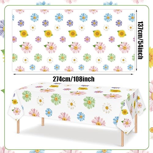 Miniatura 2 de Mantel de plástico floral con margaritas de primavera, mantel rectangular con girasol, manteles rectangulares de flores rosas, moradas, azules, para