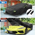 X AUTOHAUX Waterproof Car Cover for Chevrolet Corvette C4 C5 C6 C7 1984-2019 210D Outdoor Full Car Cover All Weather Windproof Sun Rain Protection with Door Zipper