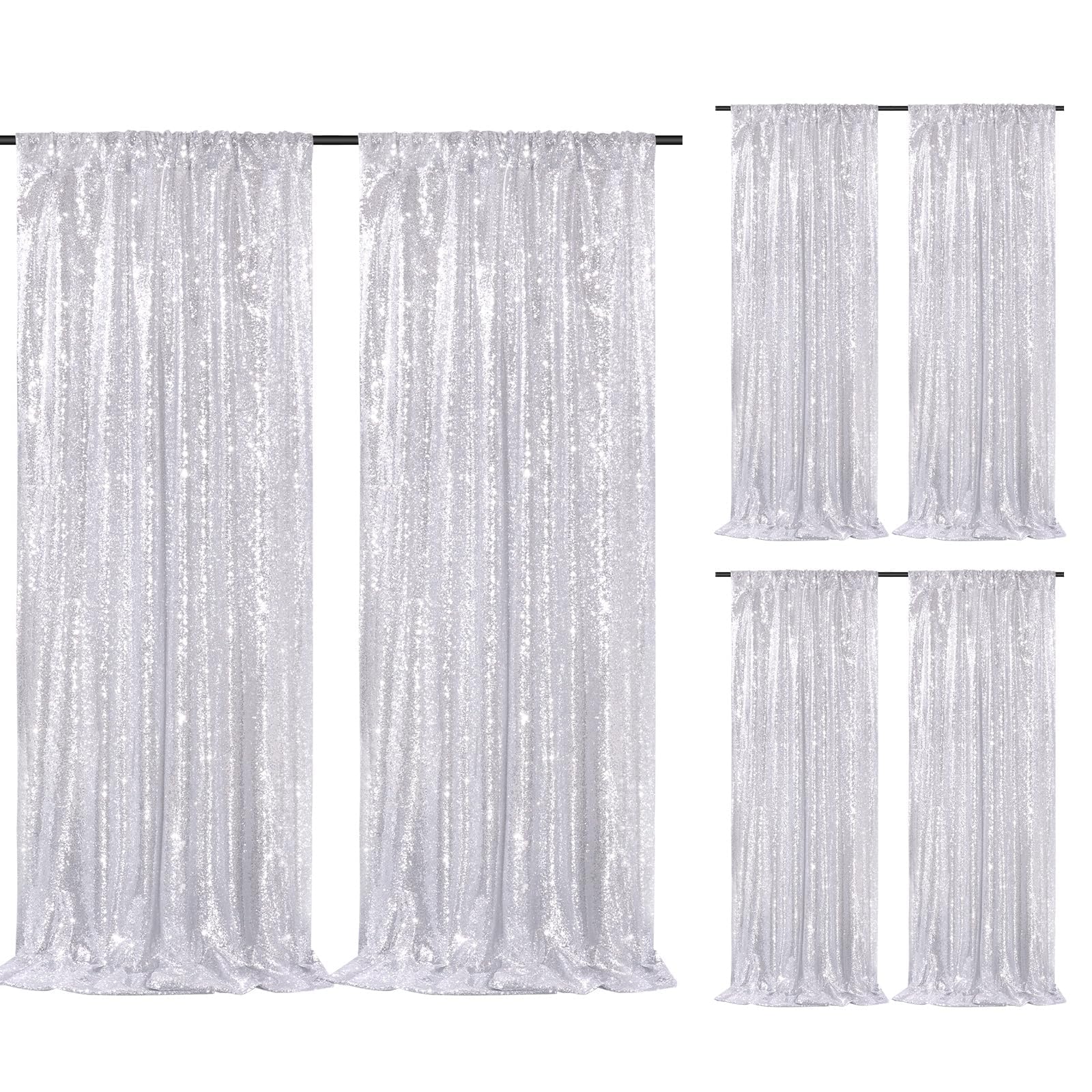 2 Pieces Gold Sequin Backdrop Curtain Panels Stage 2FTx8FT Party Wedding Background Drapes — view 39