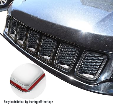 JeCar Grille Inserts ABS Front Grill Cover Exterior Accessories for Jeep Compass MP 2017-2020, Carbon Fiber Finish