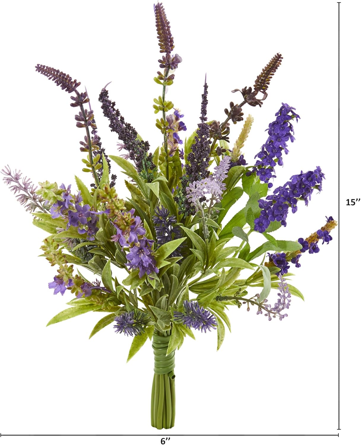 Nearly Natural 15in. Lavender Artificial Flower Bouquet (Set of 3)