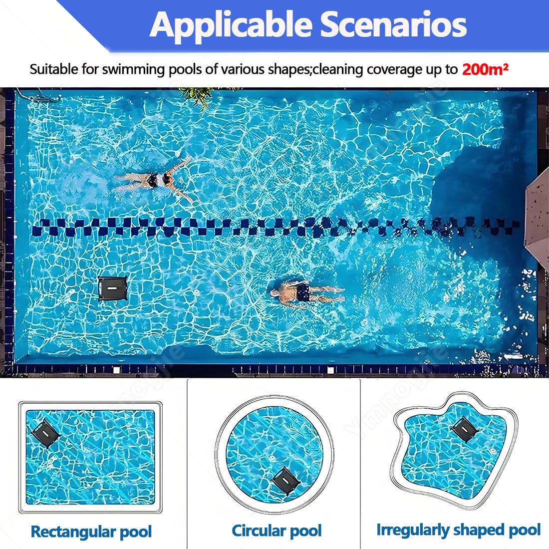 Skimmer Solar para Piscinas,Limpieza 24/7,Dos Modos Carga Blue | Robot Limpiador Superficies Piscinas,Cajón Recolector Residuos 4,1 L,Inteligente Evitar Obstáculos,para Todo Tipo Piscinas